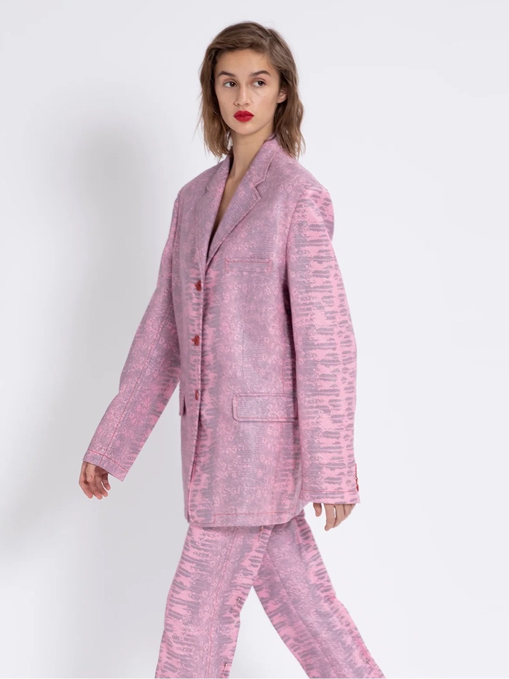 Sies Marjan Lizard Oversized Pink Blazer